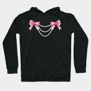 Coquette Aesthetic Pink Bows and Pearls Y2k Girly Hoodie